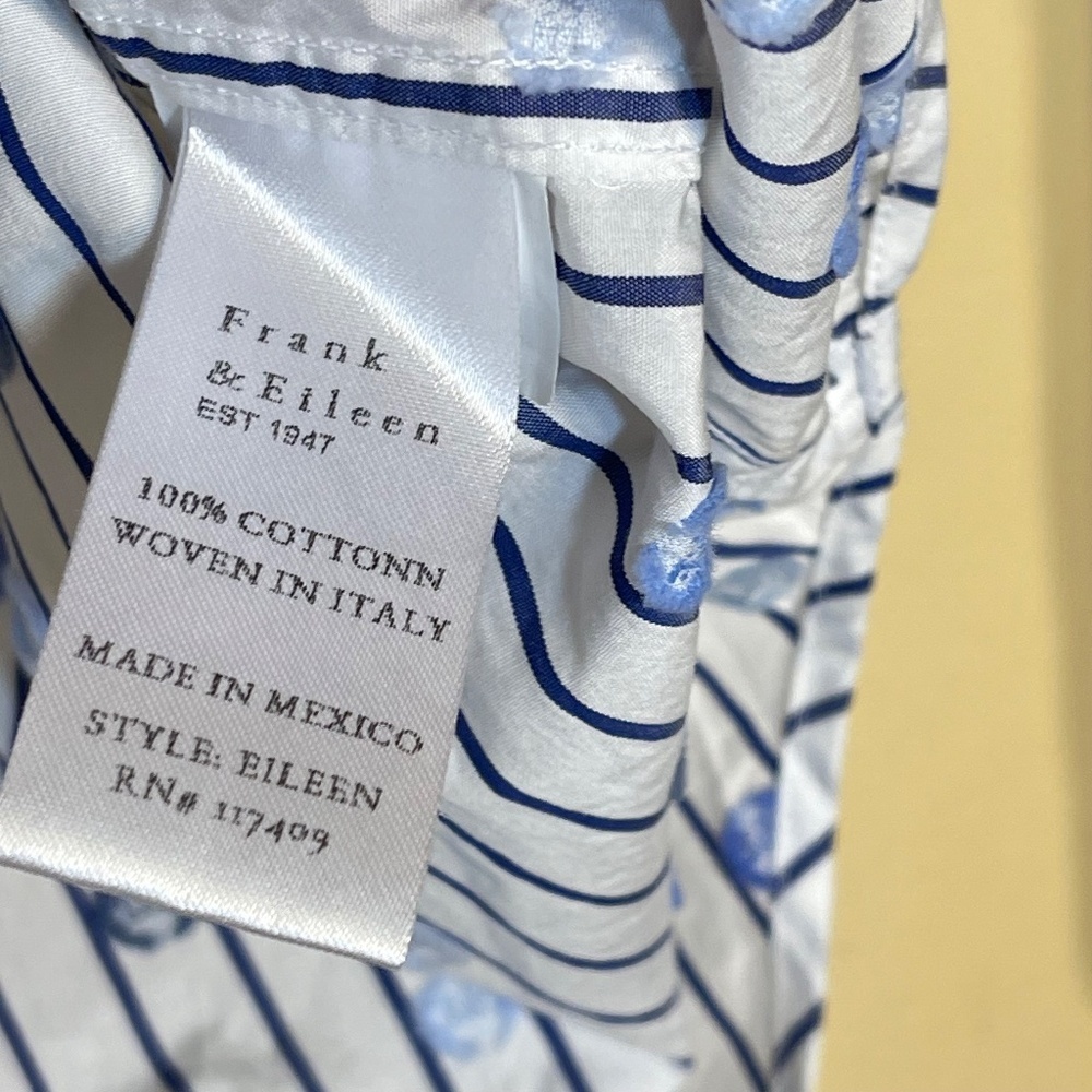 Frank & Eileen Blue and White Logo Striped Shirt - Picture 5 of 16